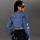 Western-Inspired Ripped Tassel Denim Jacket for Women