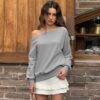 Women Autumn Winter Casual Fleece Thick Half-Turtleneck Sweatshirt