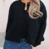 Autumn Winter Floral Embroidered Solid Color Knitted Cardigan
