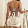 Houndstooth Steel-Boned Corset Tube Top with Chanel-Inspired Style