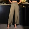 Wide Leg Pants Women Elegant Glossy Satin Party Pants High Sense
