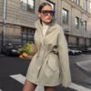 Stand Collar Mid-Length Cotton Trench Coat