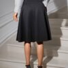 High Waist Knitted Lace-Up A-Line Mid-Length Retro Skirt
