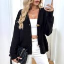 Plush Deer Pattern V-Neck Buttoned Short Sweater Coat for Women