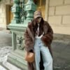 Women’s Vintage Brown Faux Fur Coat – High-Grade Winter Jacket