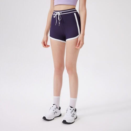 High Waist Contrast Trim Hip Lifting Nude-Feel Yoga Shorts for Women