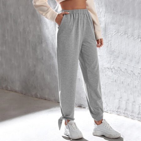 pring Summer Trendy Loose Straight Gray Casual Sweatpants Women