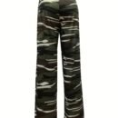Camo Print Casual Wide Leg Lounge Pants for Women