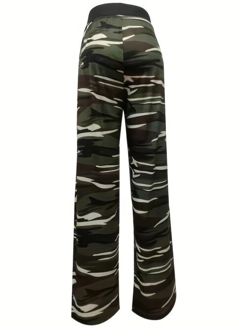 Camo Print Casual Wide Leg Lounge Pants for Women