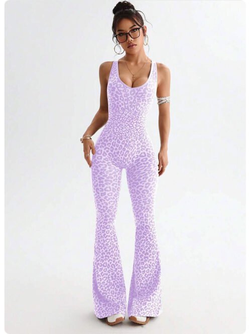 WildFlex Seamless Leopard Cross‑Back Yoga Jumpsuit