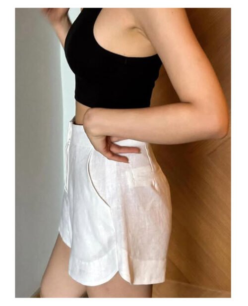 Elegant Tencel Linen High-Waist A-Line Shorts for Women