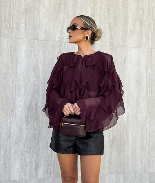Light Luxury French Ruffled Chiffon Blouse for Women