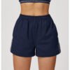 High Waist Loose Contrast Color Sports Shorts with Pockets for Women