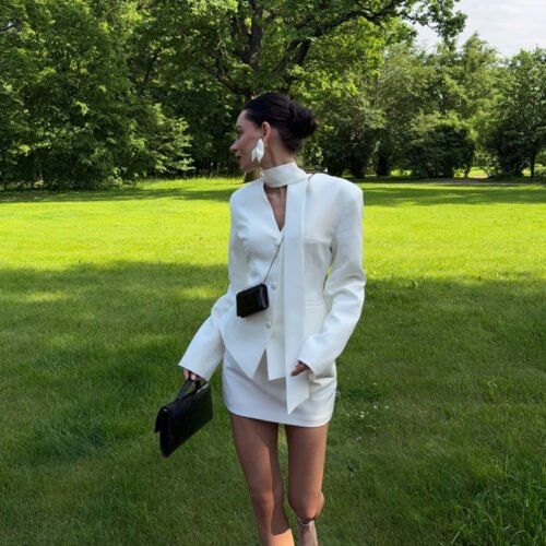 Autumn Commuting Blazer & Waist-Tight Hip Skirt Two Piece Set