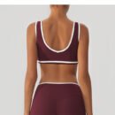 Contrast Color Wide Strap Shockproof Yoga Bra with Chest Pad