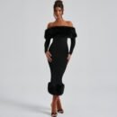Elegant Lace-Up Maxi Dress Sexy Backless Pleated Sheath Dress