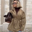 Stand Collar Mid-Length Cotton Trench Coat