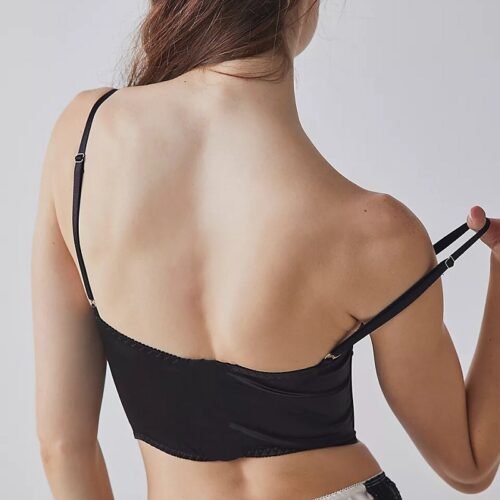 Sexy Satin Front Buckle Boning Corset Bralette for Women