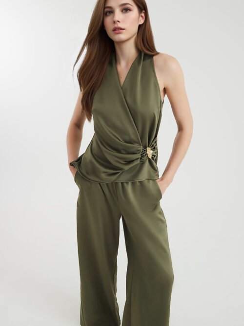 Sleeveless Vest & High-Waist Wide-Leg Summer Trousers Set