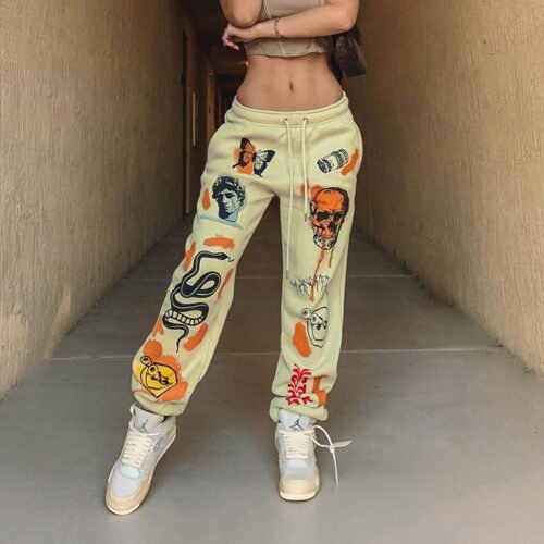 Women Cartoon Harajuku Print Jogger Pants – Tooling Streetwear