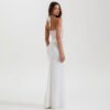 Elegant Women Lace up Maxi Dress Sexy Backless Pleated Sheath Dress