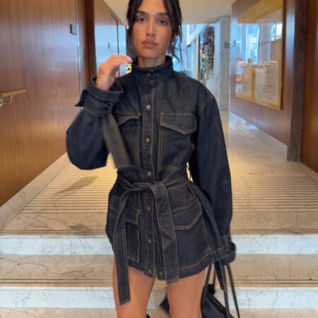 Loose Fit Single Breasted Denim Jacket for Women