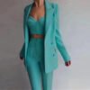 Elegant Three-Piece Business Blazer Suit Set for Women