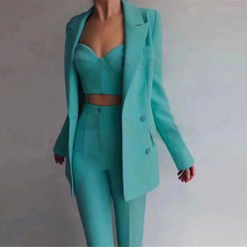 Elegant Three-Piece Business Blazer Suit Set for Women