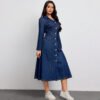 High Class Waist Slimming Long Sleeve Elegant Denim Dress