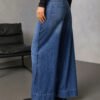 Casual Straight Wide Leg Washed Denim Pants for Autumn