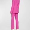 Square Buckle Slim Blazer and Flared Pants Two-Piece Suit