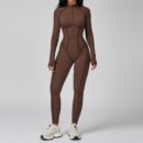 PowerFlex Contrast Zip‑Front Fitness Jumpsuit