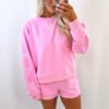 Casual Embroidered Long Sleeve Pullover Top & Shorts Set