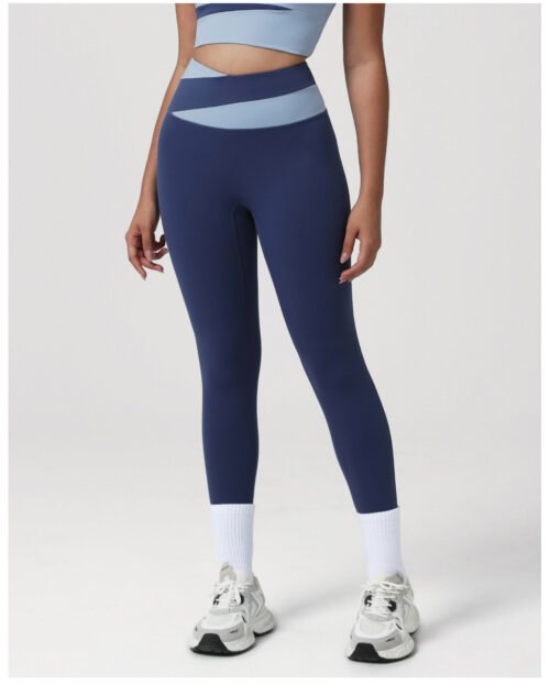 AUTUMN WINTER CONTRAST COLOR HIGH-WAIST YOGA NINTH PANTS