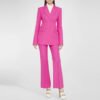 Slim Blazer & Flared Pants Suit with Square Buckle