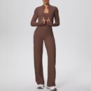 SOLID COLOR ZIP JACKET YOGA THREE-PIECE SET