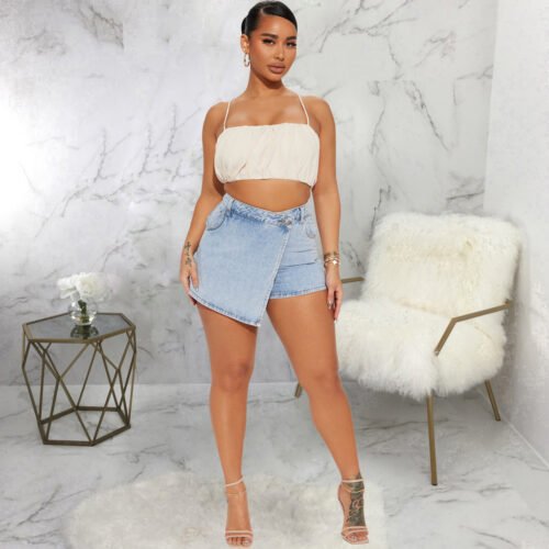 Slim Fit Stretch Denim Shorts for Women – All-Match Style