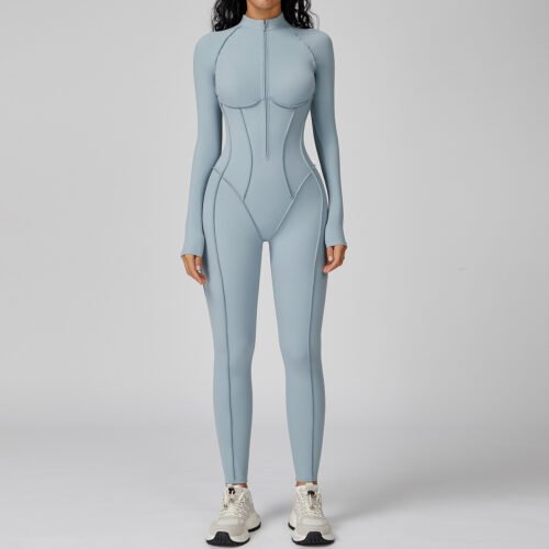 The PowerFlex Contrast Zip‑Front Fitness Jumpsuit is built for performance and style. Featuring a stand‑up collar and bold contrast paneling, this jumpsuit creates a dynamic, athletic look. The half‑zip front allows adjustable comfort, while the stretchy, breathable fabric supports your body through high‑intensity workouts, yoga, or everyday athleisure wear.
