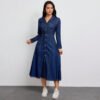High Class Waist Slimming Long Sleeve Elegant Denim Dress