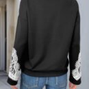 Autumn Round Neck Lace Stitching Pullover Sweatshirt for Women