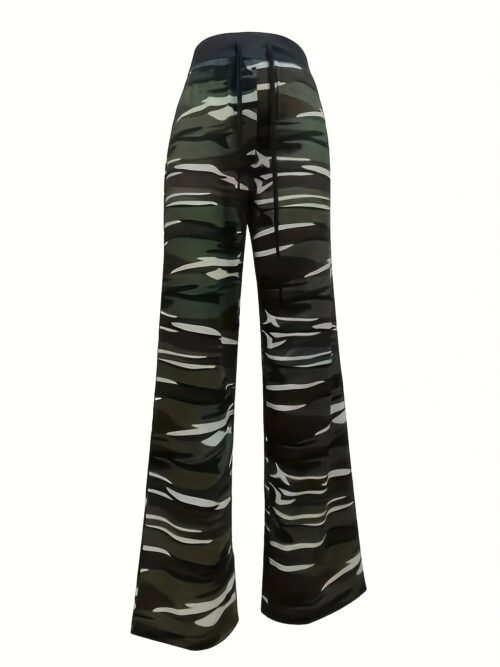Camo Print Casual Wide Leg Lounge Pants for Women