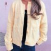 Autumn Winter Floral Embroidered Solid Color Knitted Cardigan
