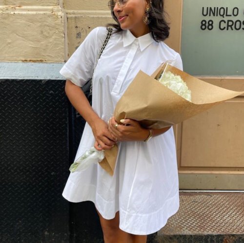 Loose Waist Collared Short-Sleeve Casual Shirt Dress