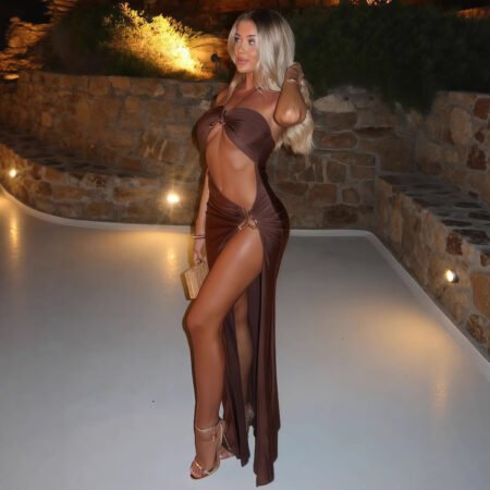 Elegant Sexy Tight Halter Backless Rhinestone Short Dress