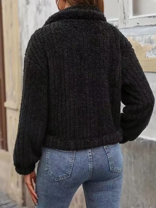 Women’s Plush Double-Breasted Cardigan Coat – Elegant Fall Winter Outerwear