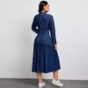 High Class Waist Slimming Long Sleeve Elegant Denim Dress