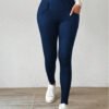 Artificial Denim Casual Pants Women High Waist Slimming Fleece Lined Padded Warm Keeping Hip Lifting with Pocket Commuting