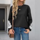 Autumn Pullover Lace Stitching Round Neck Sweatshirt