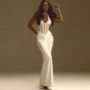 Elegant Women Lace up Maxi Dress Sexy Backless Pleated Sheath Dress