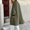 Women’s Single-Breasted Color-Matching Trench Coat – Office to Casual